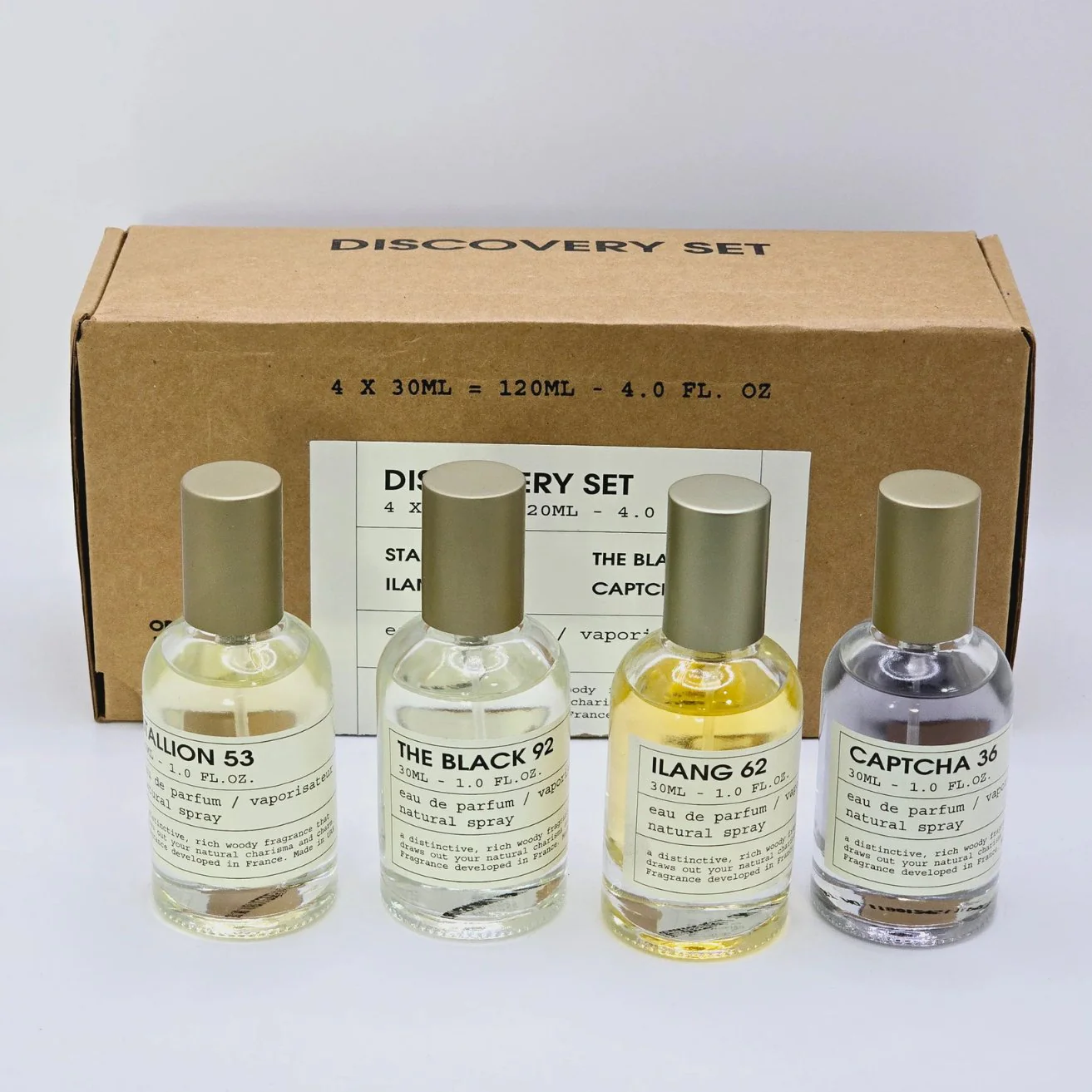 EMPER DISCOVERY SET 4 X 30ML EDP SPRAY STALLION 53, THE BLACK 92,ILANG 62, CAPTCHA 36